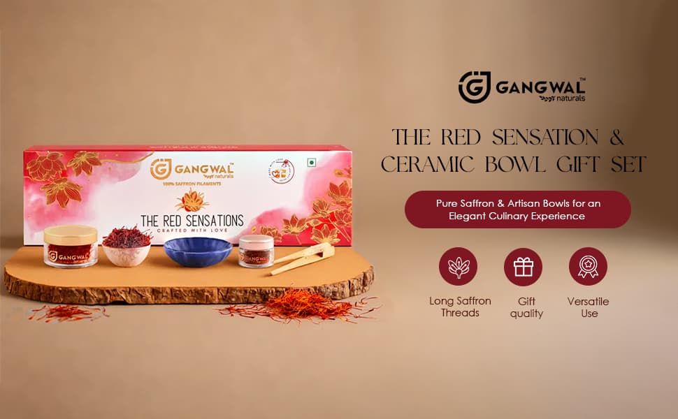 Gangwal Naturals Red Sensations Saffron Gift Pack: 1g Kasmira & 5g Classic Saffron with Ceramic & Crystal Bowls Gangwal Naturals