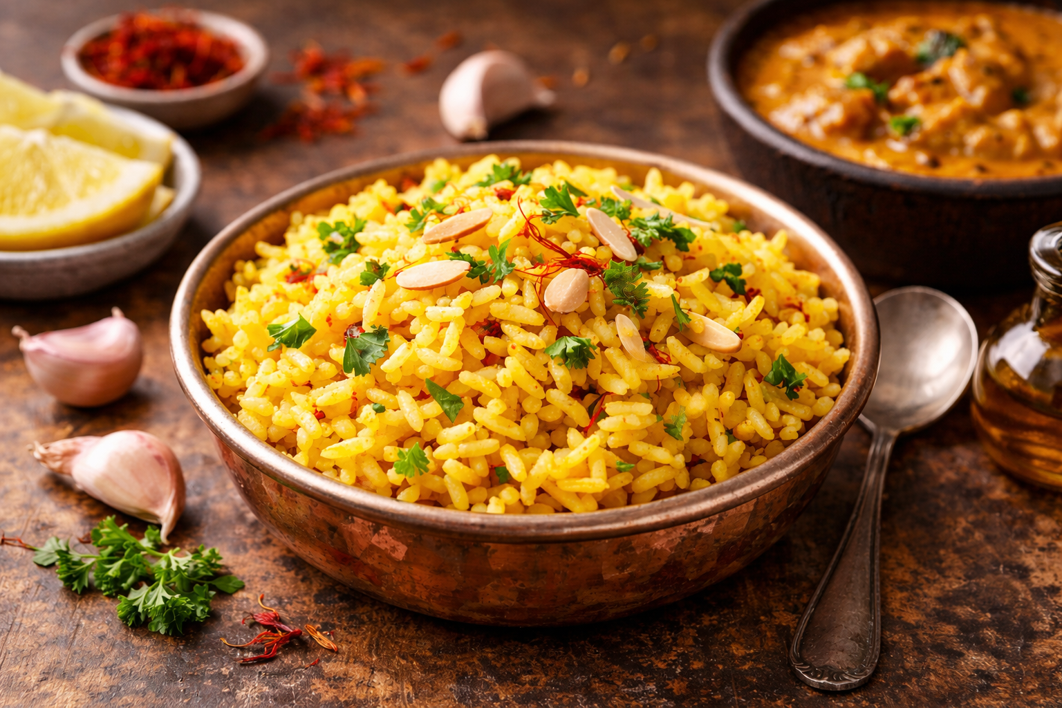 Quick, Easy : Garlicky Saffron Rice SaffronTree