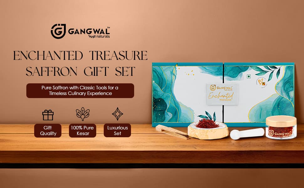 Gangwal Naturals Enchanted Treasure Saffron and Mortar & Pestle with One wooden Tweezer 5 Gram - Classic