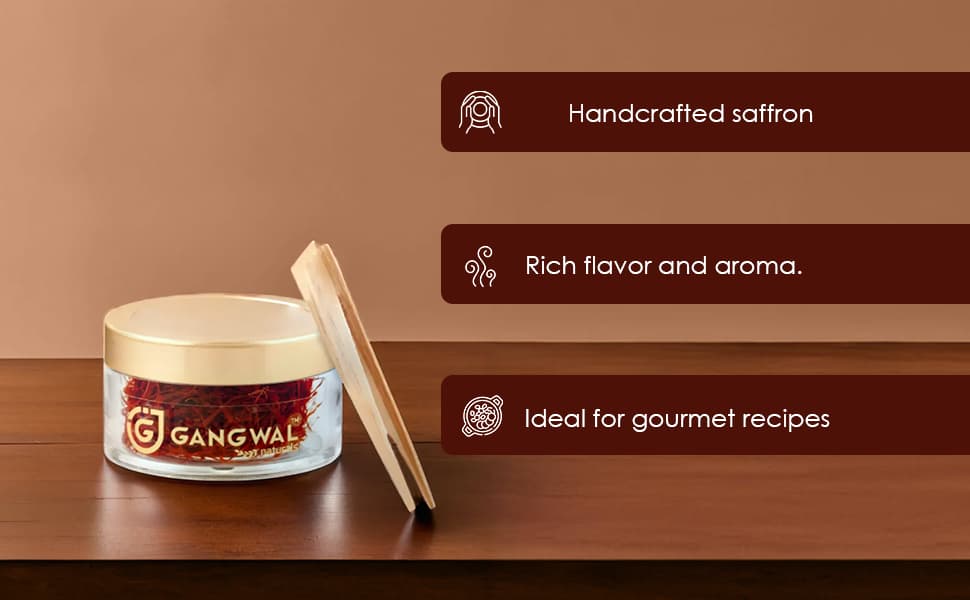 Gangwal Naturals Enchanted Treasure Saffron and Mortar & Pestle with One wooden Tweezer 5 Gram - Classic