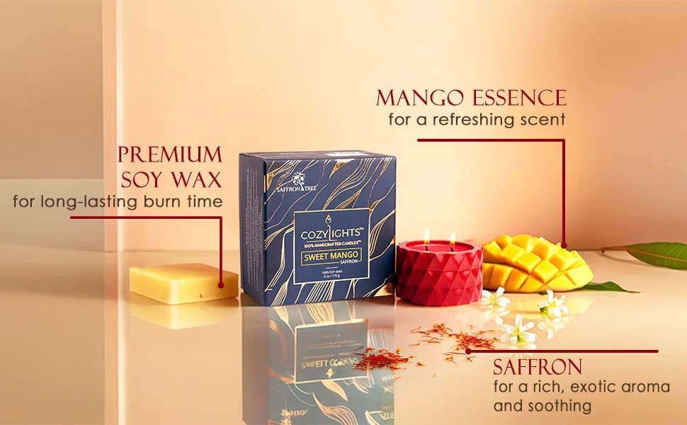 Saffron Tree Cozylights Sweet Mango Saffron Candle - 170Gm Saffron Tree