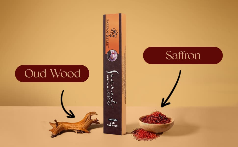 Sacred Sticks Oud Saffron. ( Pack of 3 ) Saffron Tree