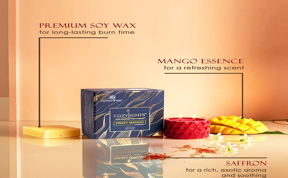 Saffron Tree Cozylights Sweet Mango Saffron Candle - 170Gm Saffron Tree