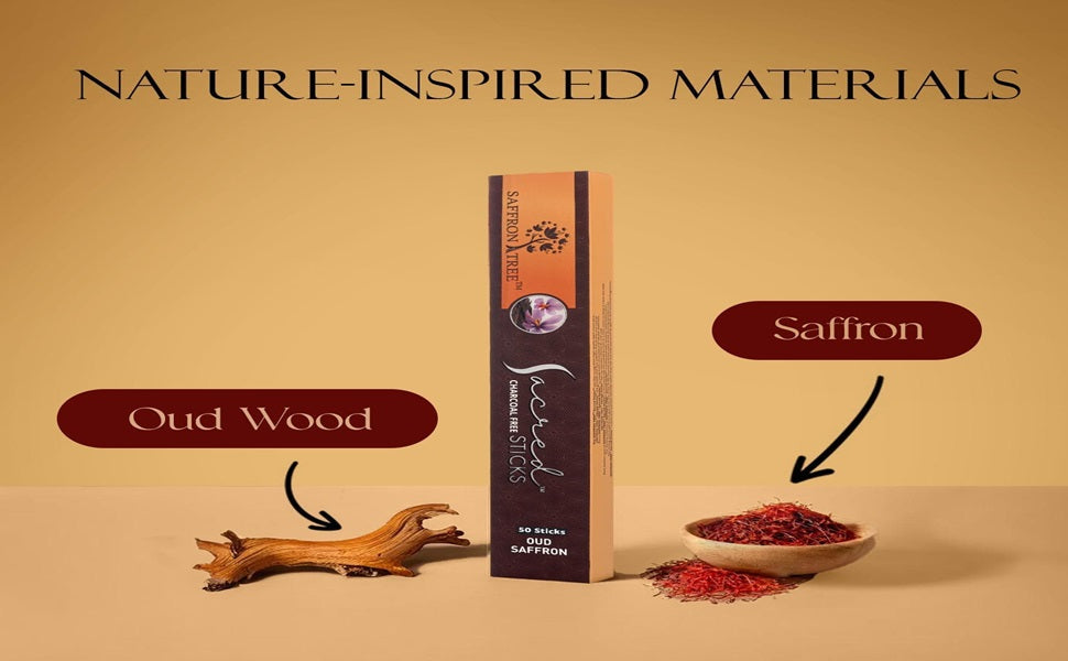 Sacred Sticks Oud Saffron. ( Pack of 3 ) Saffron Tree
