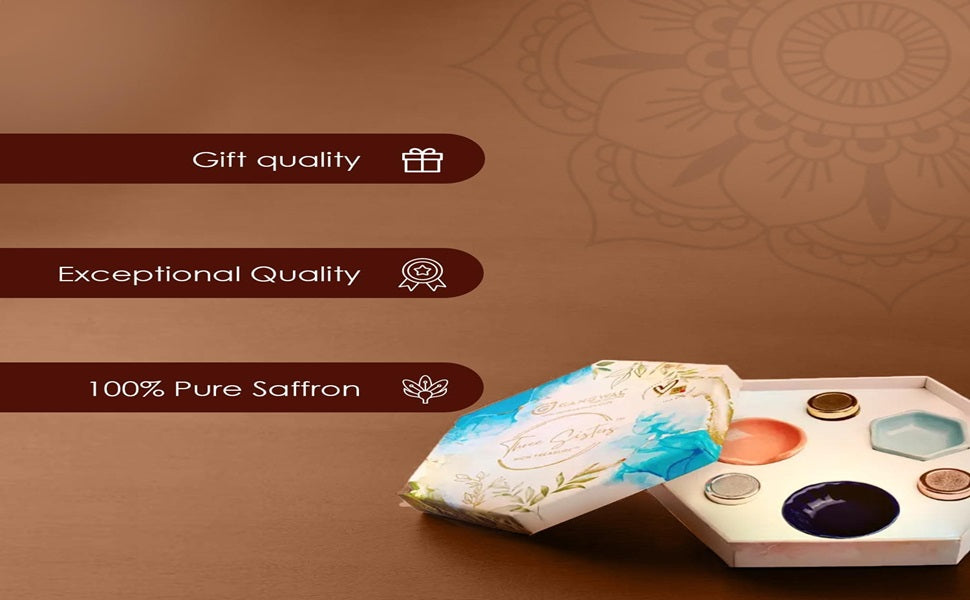 Gangwal Naturals Three Sisters Saffron Gift Pack | Premium Saffron with Artisan Ceramic Bowls Gangwal Naturals