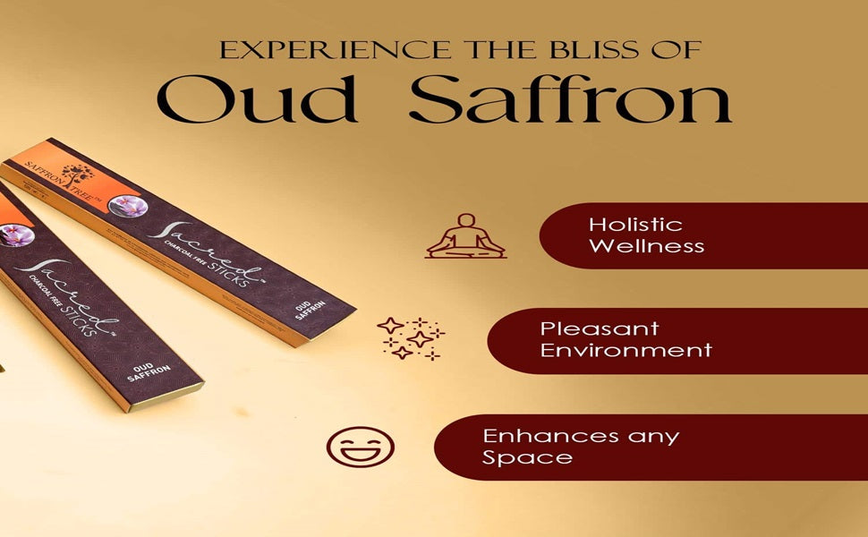 Sacred Sticks Oud Saffron. ( Pack of 3 ) Saffron Tree