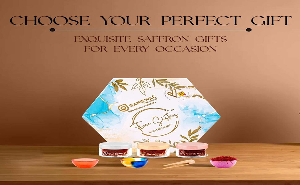 Gangwal Naturals Three Sisters Saffron Gift Pack | Premium Saffron with Artisan Ceramic Bowls Gangwal Naturals