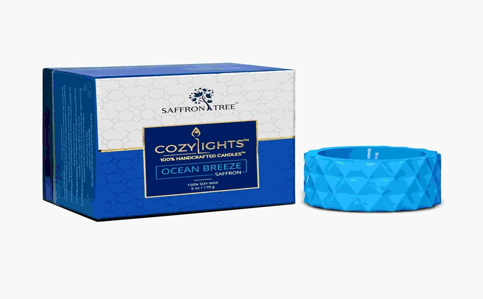 Saffron Tree Cozylights Ocean Breeze Saffron Candle -170Gm Saffron Tree