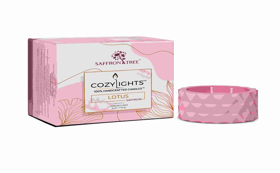 Saffron Tree Cozylights Lotus  Saffron Candle -170Gm Saffron Tree