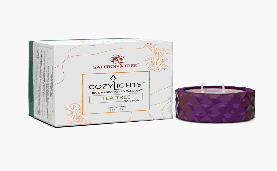 Saffron Tree Cozylights Tea Tree Saffron Candle-170Gm