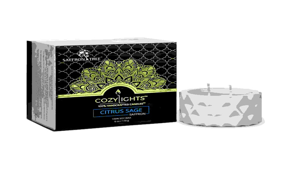 Saffron Tree Cozylights Citrus Sage Saffron Candle - 170Gm Saffron Tree