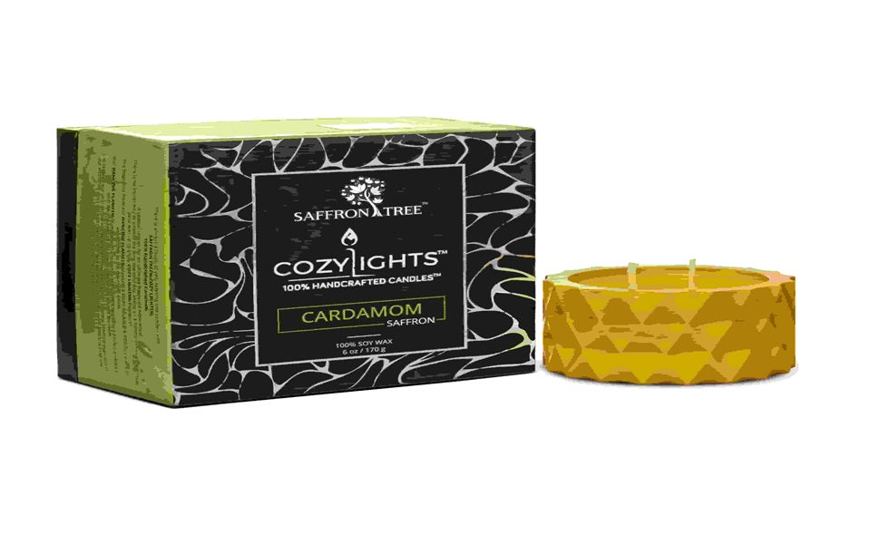 Saffron Tree Cozylights Cardamom Saffron Candle-170Gm