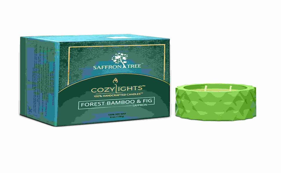 Saffron Tree Cozylights Forest Bamboo & Fig  Saffron Candle- 170Gm Saffron Tree