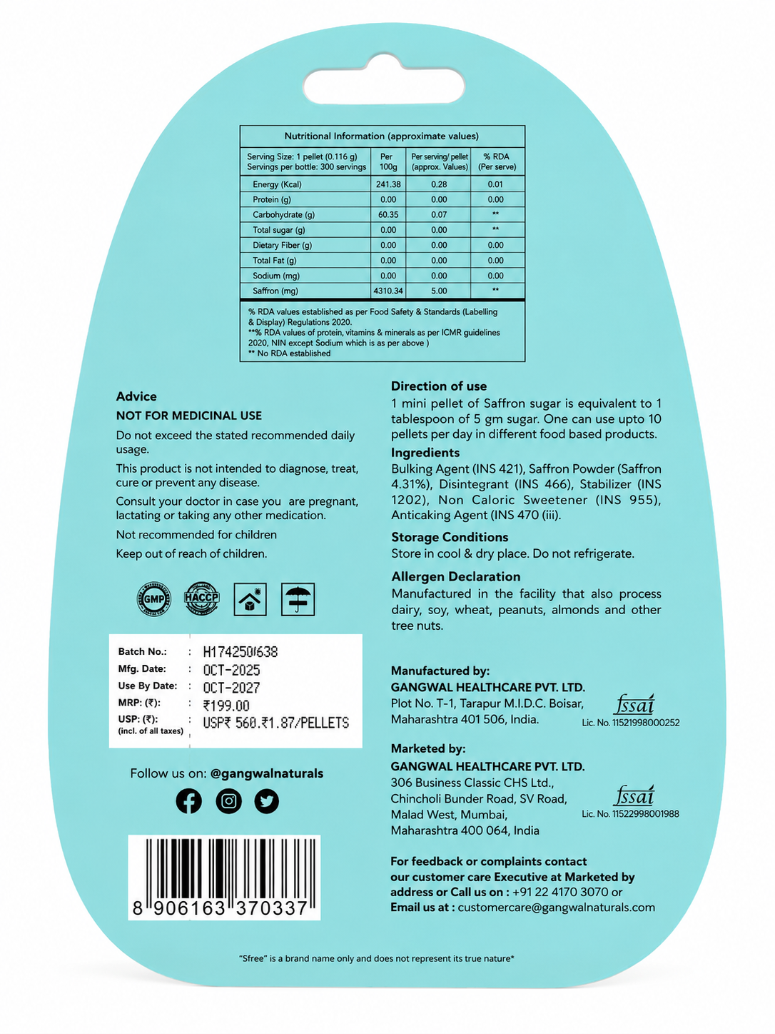 Saffron Tree Sugar Free Saffron Sucralose Pellets Non nutritive sucralose sweetner with Saffron Saffron Tree