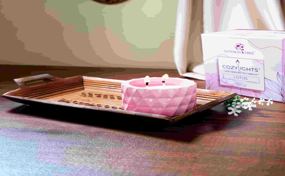 Saffron Tree Cozylights Lotus  Saffron Candle -170Gm Saffron Tree